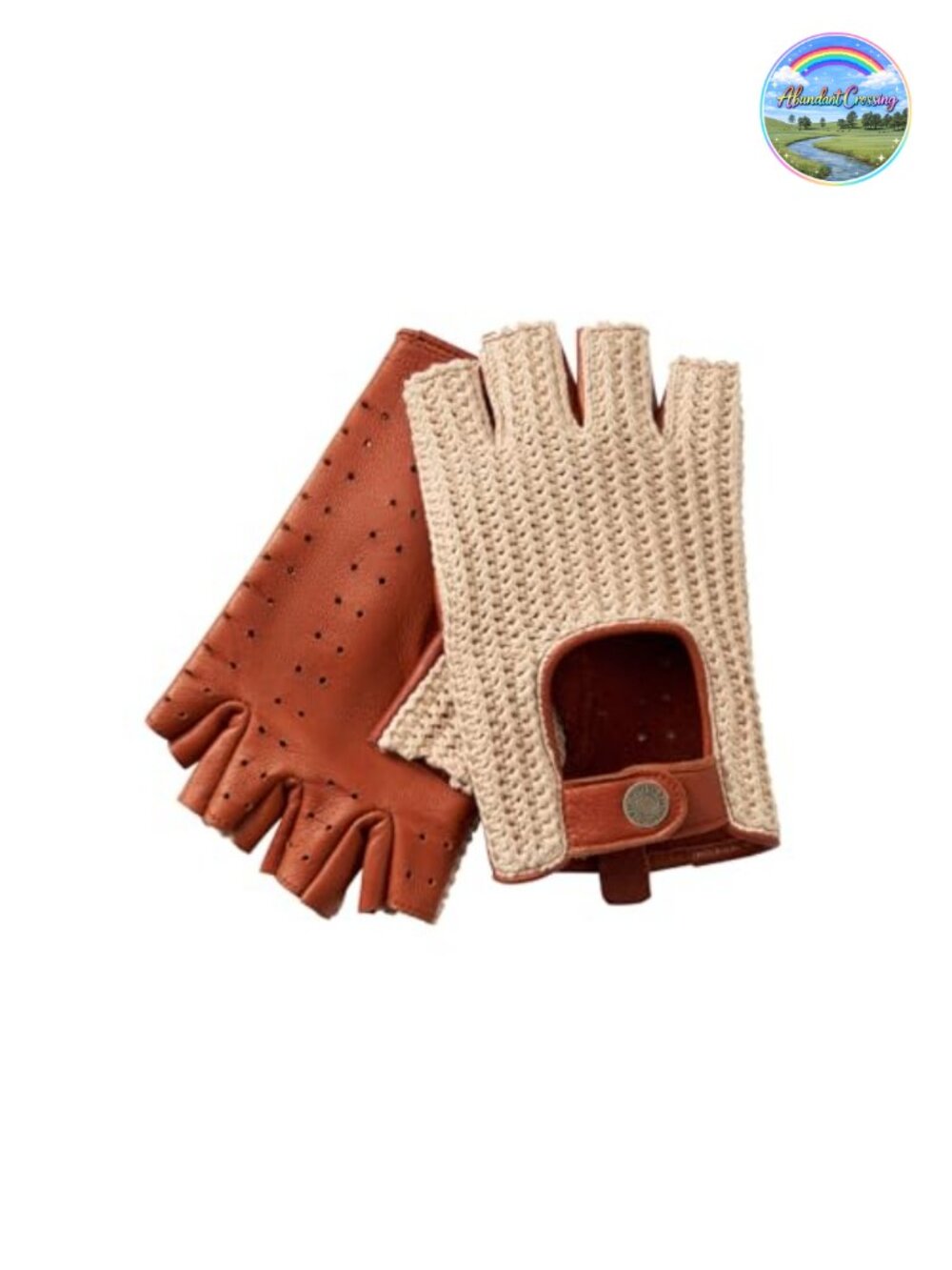 Men's Fingerless Driving Gloves Genuine Sheepskin Leather Crochet Back
